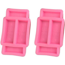 Ensemble de 2 moules à chocolat en silicone avec 4 formes de barres dorées reliées entre elles, moule à pâtisserie rose