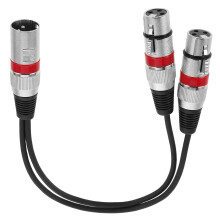 2 Stück XLR-Mikrofonkabel-Splitter mit zwei weiblichen und männlichen Anschlüssen, Gehäuse aus rotem Kunststoff und Metall