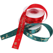 2 rolos de fita de Natal para artesanato e costura, 25 jardas cada, fioco de neve vermelho e verde impresso conjunto de fita de envolvimento