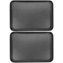 Lot de 2 plaques de cuisson rectangulaires réutilisables en acier au carbone antiadhésif
