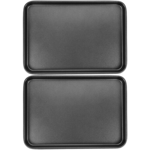 Bandeja de cozimento de aço carbono antiaderente 2pcs conjunto de biscoito reutilizável retangular