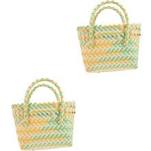 2er-Set gewebte Handtaschen für Damen, lässige, schlichte Handtaschen, gewebte Taschen, Strandtaschen für Damen und Mädchen, Einkaufskörbe