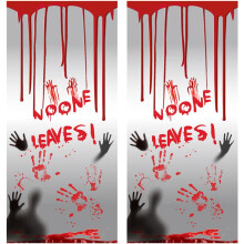 2 Bögen Blut-Handabdruck-Aufkleber für Halloween, abnehmbare Fenster- und Wandaufkleber mit Blutflecken-Design