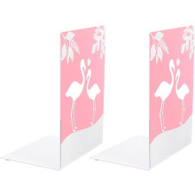 2pcs Metal Bookend Flamingo Cartoon Book Stopper Iron Stand Steadily Hold Books Upright Lovely Style