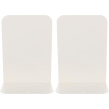 2pcs Metal Bookends in Beige for Office and Home Use, Simple Style Book Organizers