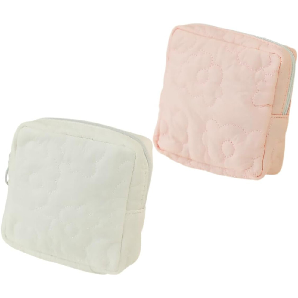Hkhbjs 2Pcs Sanitary Napkin Container Period Bag Lipstick Pouch Compact Travel Toiletries Bag For Women