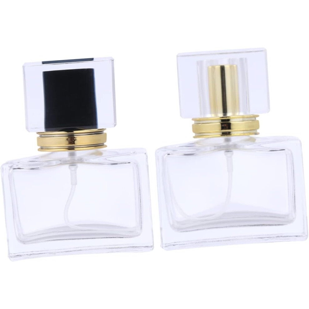 Hkhbjs Refillable Perfume Glass Bottle Set 2Pcs 30Ml Square Glass Containers Portable Spray Bottles
