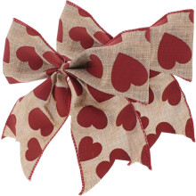 2pcs Dia dos Namorados coração impressão arco com coração vermelho padrão em base natural