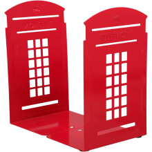 2pcs Vintage Iron Book Ends Telephone Booth Shape Decorative Book Holders Sturdy Metal Organizes