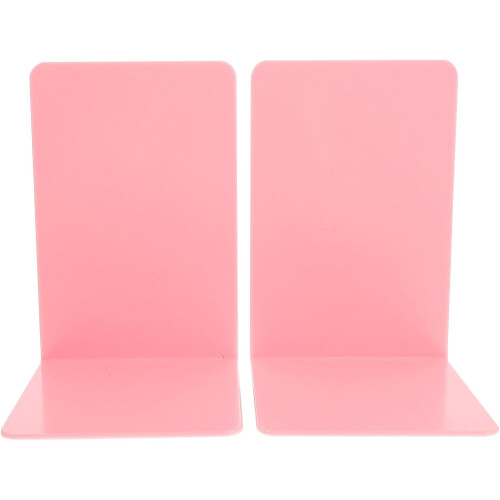 2Pcs Pink Plastic Bookends Decorative Book Organizer Multifunctional Book Holders