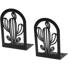 Cactus projetou Bookends de metal conjunto de 2, suporte de livro de ferro com organizador decorativo de área de trabalho oca