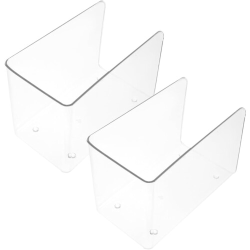 2pcs Acrylic Bookends Book Holder for Shelves Multi-Function File Organizer Magazine Files Desktop