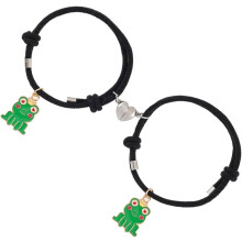 Partnerarmband mit herzförmigem Froschanhänger, schwarzes magnetisches Armband-Set für Erinnerungs- und Partnerschmuck