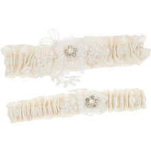 2er-Set Spitzen-Beinstrumpfbänder für die Braut, beige, ideal für Hochzeitsdekoration und Junggesellinnenabschied