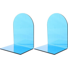 2pcs azul acrílico em forma de L Bookends suportes de livro anti-deslizamento com suporte de metal
