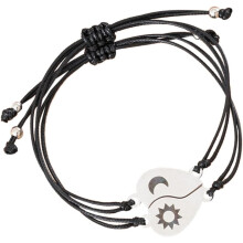 2-teiliges Set aus gewebten Armbändern aus Edelstahl mit Mond- und Sterngravur für Paare