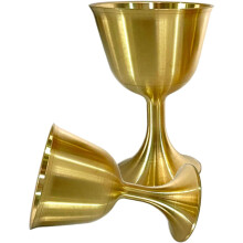 Messbecher aus Messing, 2 Stück, klein, 4,5 cm, dekorative Metallbecher für Tempelrituale und zum Essen