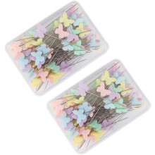 Kleurrijke rechte spelden met vlinderkop, 200 stuks, voor naaien, quilten en corsages.