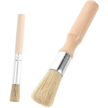 Lot de 2 pinceaux à pâtisserie à manche en bois, design ergonomique, usage polyvalent, poils souples.