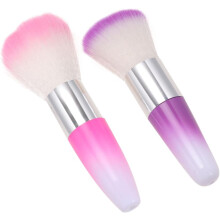 Set de escova de poeira de arte das unhas 2pcs rosa e roxo cerdas suaves limpador de pó das unhas