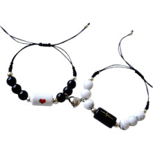Magnetische Herzschlag-Partnerarmbänder, 1 Paar passende Herzgliederarmbänder für Freund und Freundin, romantischer Schmuck