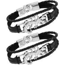 2er-Pack Skorpion-Lederarmbänder für Herren im Gothic-Punk-Stil mit Verschluss für Cosplay-Accessoires