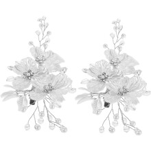 2 Stück Perlenhaarschmuck, Brautblumen-Haarnadeln, Strass-Hochzeitshaaraccessoires