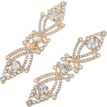 Lot de 2 pinces à linge en métal ornées de strass, style vintage, pour fermeture de pull.