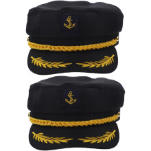 2pcs Navy Hat Captain Hat for Women Sailor Cosplay Costume Unique Embroidery Design