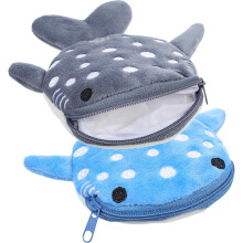 Lot de 2 porte-monnaie requin en peluche, pour sac à main zippé, clés et bijoux, design mignon pour garçons