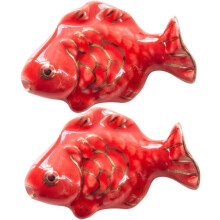 Lot de 2 repose-baguettes en céramique rouge en forme de poisson rouge, accessoire de cuisine écologique