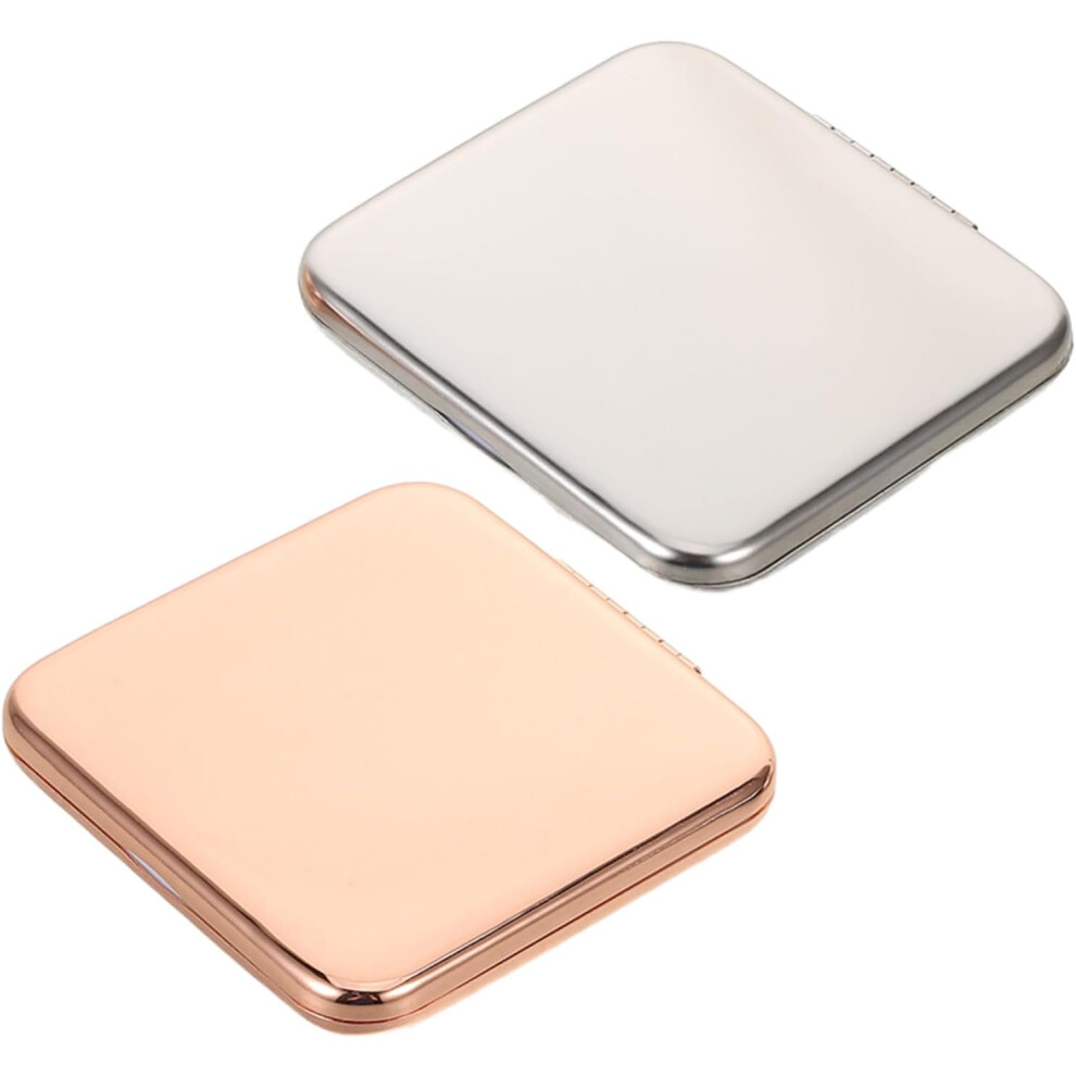 Hkhbjs Gold 2Pcs Metal Folding Makeup Mirrors For Travel And Home Scratch Resistant Compact Pocket Mirrors