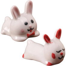 Lot de 2 supports à baguettes en forme de lapin, repose-cuillère en céramique.
