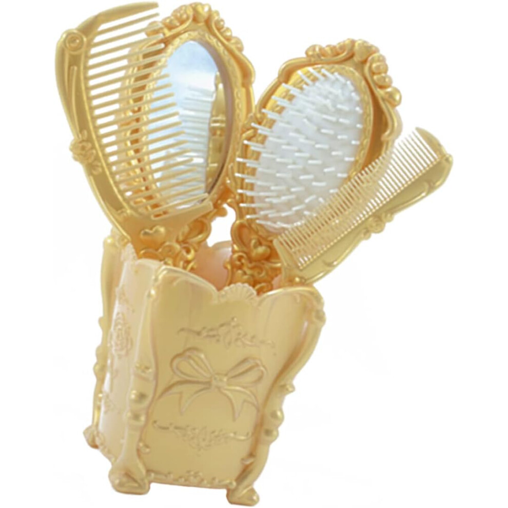 Hkhbjs Unisex Golden Static Comb For Hairdressing Tools Home Use Mirror Comb Hairstyling Tools For Makeup
