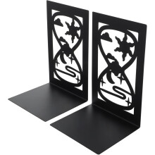 2pcs Iron Bookends Hollow Hourglass Shaped Bookends for Home Office Creative Book Ends Organizer