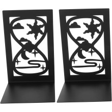 2 Stück Buchstützen aus Eisen, kreative Buchstützen aus Metall, hohles Sanduhr-Design