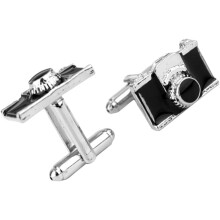 Lot de 2 boutons de manchette pour homme en forme d'appareil photo, boutons de chemise originaux en métal, accessoires de style vintage.