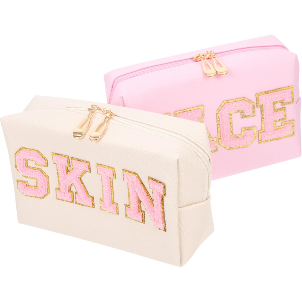 Hkhbjs 2Pcs Embroidered Cosmetic Bags Makeup Pouches Travel Toiletries Storage Bags For Business Trip