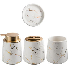 Set de acessórios de banheiro cerâmico Copa de escova de dentes Caixa de loção Bandeja de sabão Organizador clássico elegante conveniente