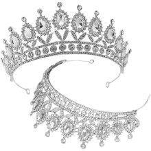2-teiliges Set silberner Strass-Prinzessinnenkronen-Tiara, eleganter Braut-Kopfschmuck