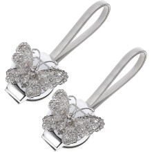 2 Stück magnetische Gardinenschnallen mit Strass-Insektenmuster, Edelstahl-Aluminiumlegierung, elegant