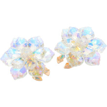 Lot de 2 boutons de manchette créatifs en cristal et strass, ornés de fleurs, pour chemise. Pince à bijoux scintillante.