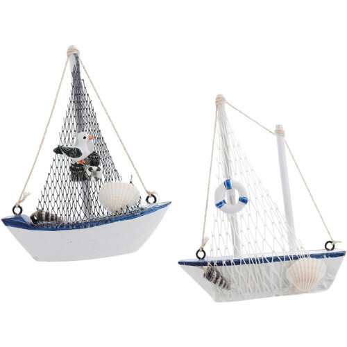 Estilo Mediterrâneo 14Cm Veleiro Modelo 2Pcs Conjunto