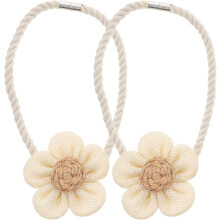 2 Stück Gardinenhalter mit Magnetverschluss, aus Baumwolle und Leinen, in Blumenform