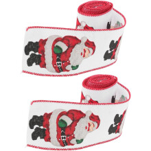 2 Stück dekoratives Weihnachtsmann-Band aus Stoff für Weihnachtsgeschenke, Haarschleifen im Vintage-Stil, zufällige Farbe