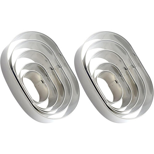 2 Sets Oval Cookie Cutter Set for Baking Stainless Steel Biscuit Cutters
