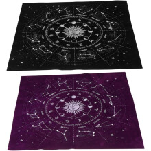Tarot-Tischdecken-Set, umweltfreundlich, farbecht, schwarz, 2-teilig, Baumwolle, für Wahrsagerei