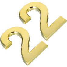 2pcs Golden 3D House Number Sign Stickers Self-Adhesive Abs Material Ultra-Thin Design Enhances Visibility