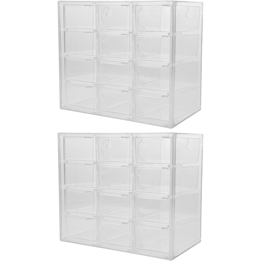 2Pcs 12-Compartment Plastic Drawer Desktop Storage Boxes Â Dustproof Jewelry And Cosmetics 5455468172328