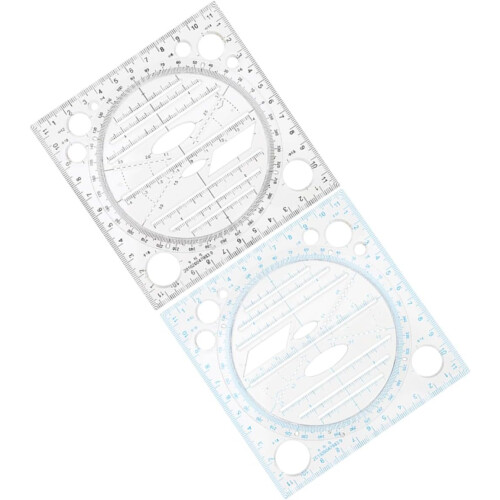 2pcs Drawing Template Multifunctional Geometric Ruler Circle Stencil for Drafting Shapes